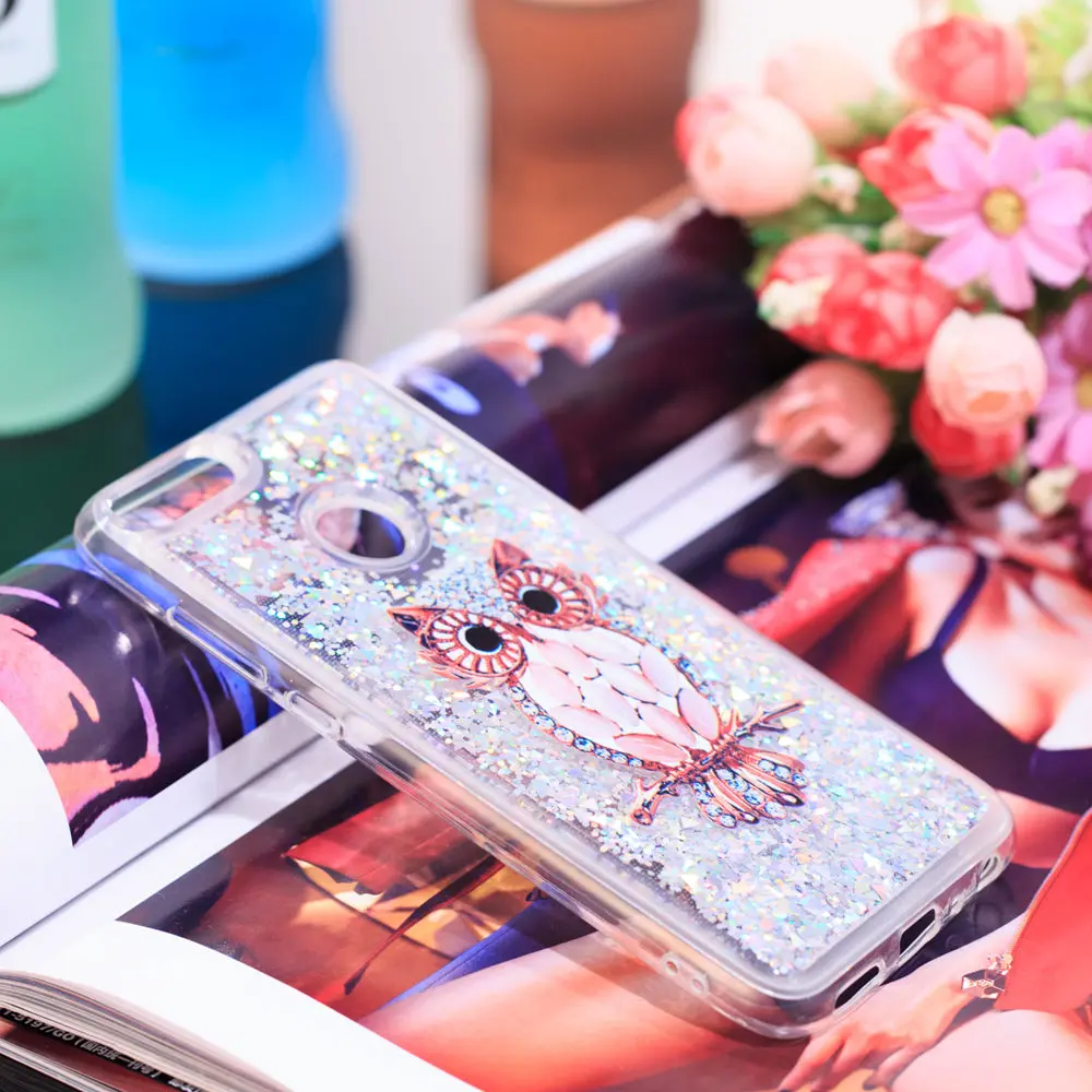 Чехол с сияющими блестками для huawei P Smart динамическая жидкость с блестками и нашивкой в виде звезды для девочек чехол для телефона, корпус под плетенную сумку для Psmart рис LX1 LX2 LA1