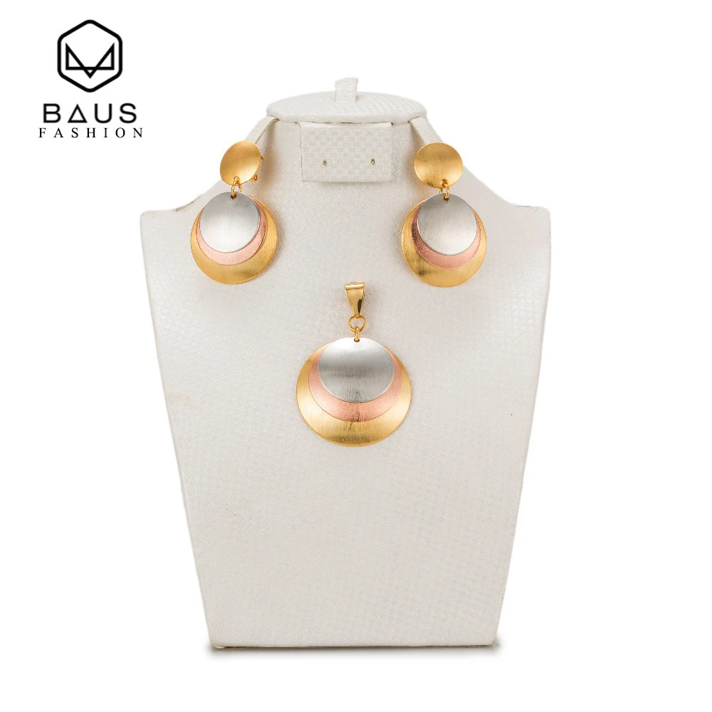 

BAUS Free Shipping 2017 Round Pink Rose African Dubai Luxury Bridal Nigerian Wedding African Beads Big Jewelry Set