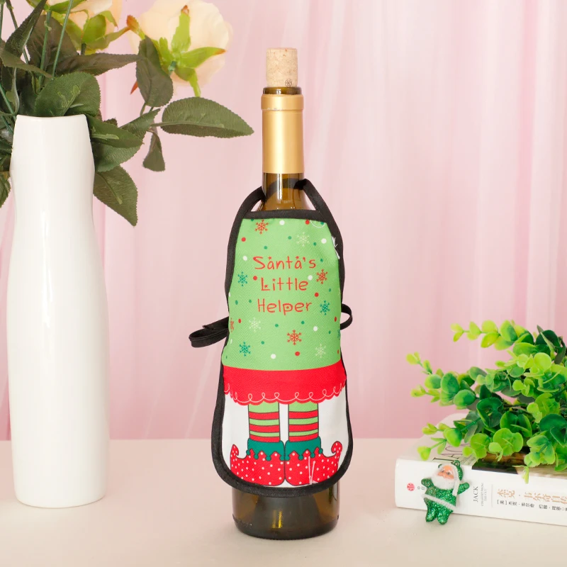 Маленькая рождественская бутылка вина крышка Pinafore фартук для бутылки обертка красное вино бутылка праздничная одежда платье Рождественское украшение