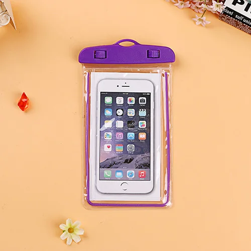 Purple Универсальный Водонепроницаемый Телефон чехол для sony Xperia E4G E2003 E2006 E2053 E2043 E2033 Плавание Дайвинг прозрачный пакет световой чехол - Цвет: Purple