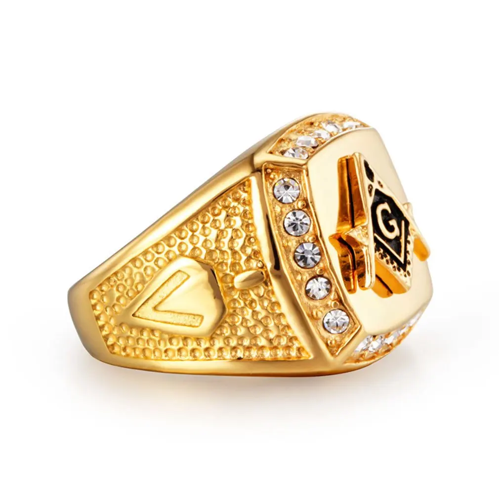 Classic Men's Punk Style Hip Hop Ring Lion Pattern Bling Alloy Rings Gold Color Fashion Jewelry