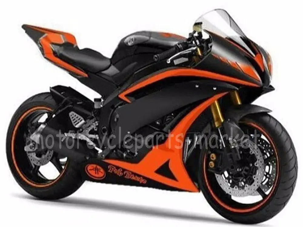 

Orange W/ Matte Black ABS Plastic Fairing Injection Mold Bodywork For Yamaha YZF R6 R600 2006 - 2007 Motorcycle Full Fairings