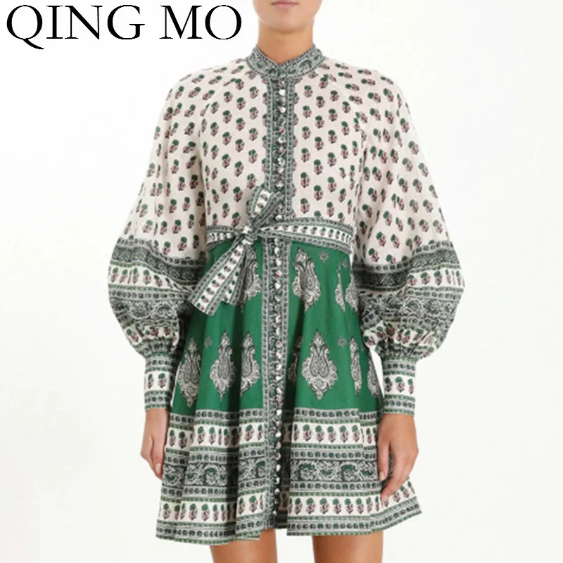 QING MO женское платье в винтажном стиле с цветочным принтом летнее