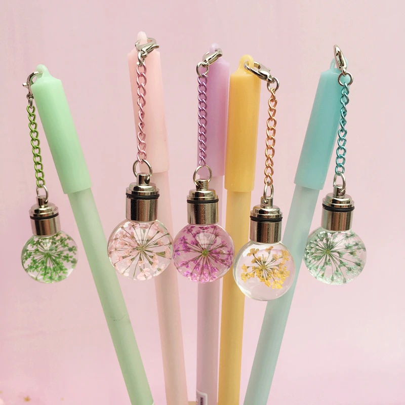 Creative dried flower neon lights pen bulb pen pendant neutral pen