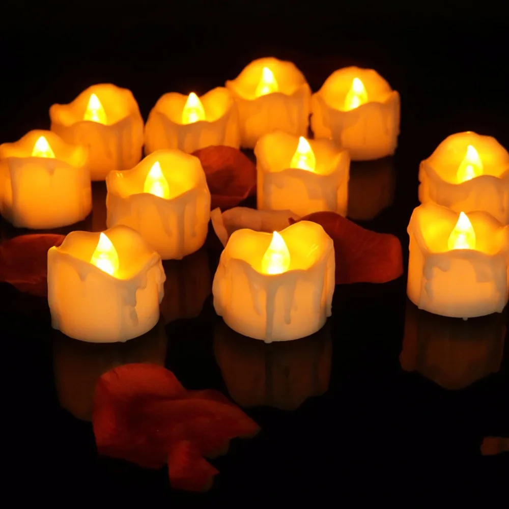 Tea Light Candles with timer 12 Pack Candle Choice Flameless LED Batteries Incl 