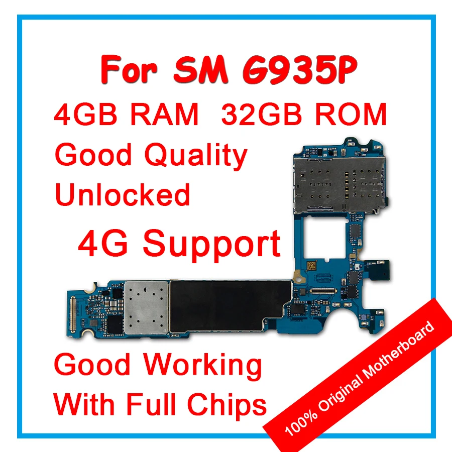 

100% Original Unlock Motherboard For Samsung Galaxy S7 Edge G935P 32GB Mainboard Android OS Logic Board With Full Chips Replace