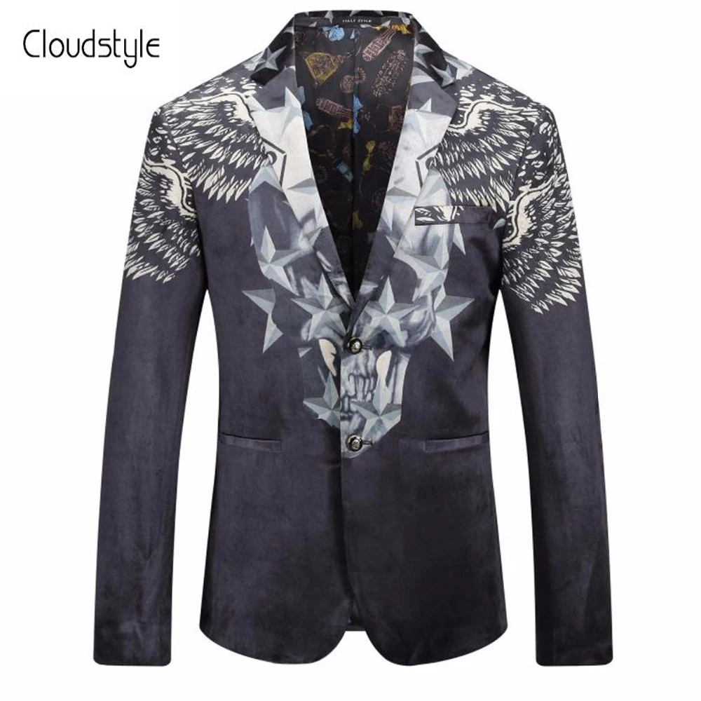 Cloudstyle 2018 Male Suit Blazer Digital 3d Print One Button Suit ...