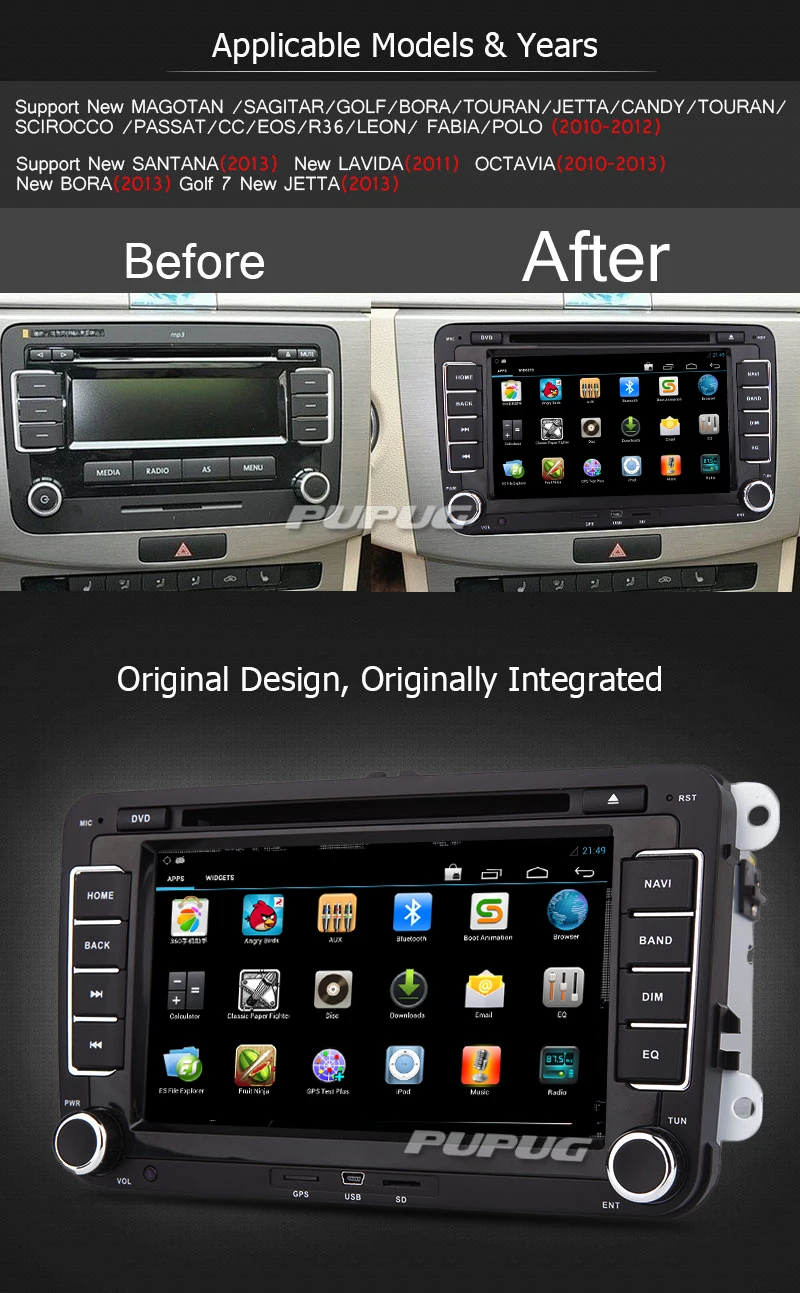 Clearance Car headunit radio DVD GPS Multimedia player Android5.1.1 For VW Volkswagen Golf Touran Jetta Skoda polo Passat caddy Octavia vw 4