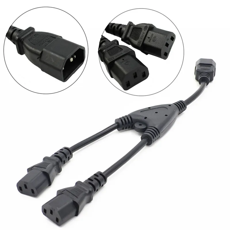 

IEC 320 C14 Male Plug to 2XC13 Female Y Type Splitter Power Cord C14 to 2ways C13 Power Adapter Cable 30cm double C13 cord