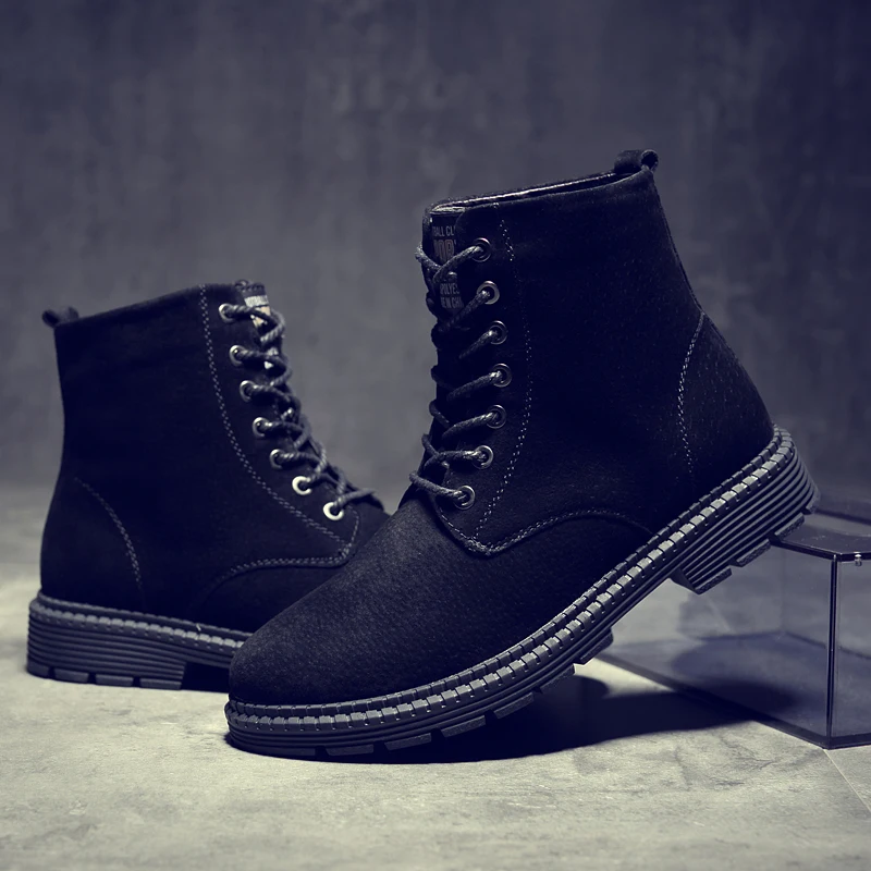 

OSCO 2018 New Fashion Men Shoes Top Quality Winter Casual Mens Ankle Boots Warm Wear-resisting Leather Snows Boots Male