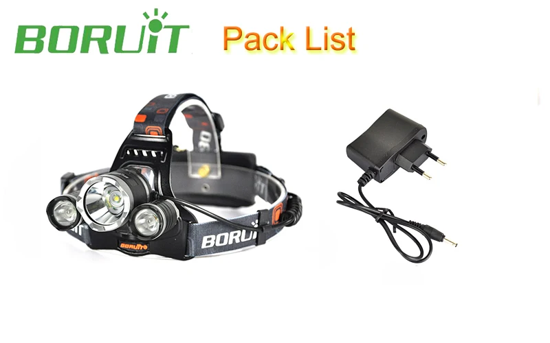 Boruit Rj-3000 3 Led Flashlight Head lamp Headlight package content