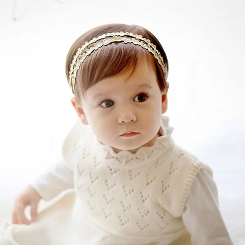 2017 Lovely font b Baby b font Girls Rhinestone Headband Hairband Double Flowers Floral Headbands Hair