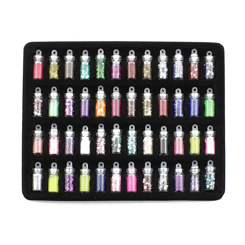 Colorful Mix Shape Nail Art Decorations Glitters DIY Nail Tools 48