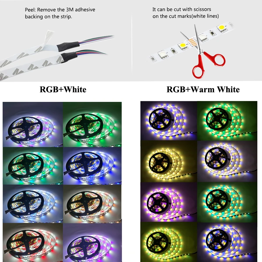 Светодиодные ленты DC12V 5050 Водонепроницаемый RGBW гибкие светодио дный света 60 светодио дный/m светодио дный ленты IP20/IP65 RGB + белый/+ теплый