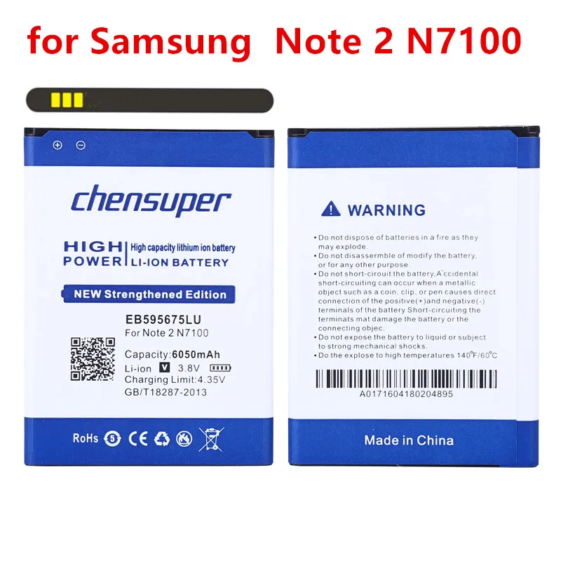 Chensuper 6050 мАч EB595675LU для Samsung GALAXY Note 2 аккумулятор II N7100 N7105 N7102 T889 L900 N7108D | Мобильные
