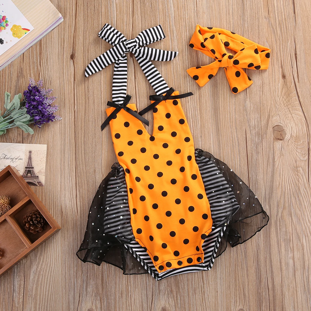 

Baby Girls Bodysuit Dots Striped hollowed out Casual Infant Newborn Mesh Dress Sleeveless Jumpsuit Bodysuit Clothes Outfit