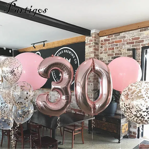 

1pc 40inch Rose Gold Silver Aluminium Foil Number Balloons 0-9 Birthday Wedding Engagement Party Decor Globo Kids Ball Supplies