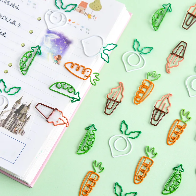 

(2 Pieces/lot) Cartoon Cute Fruit Carrot Paper Clip White Radish Note Clip Simulation Cute Clip Office Stationery