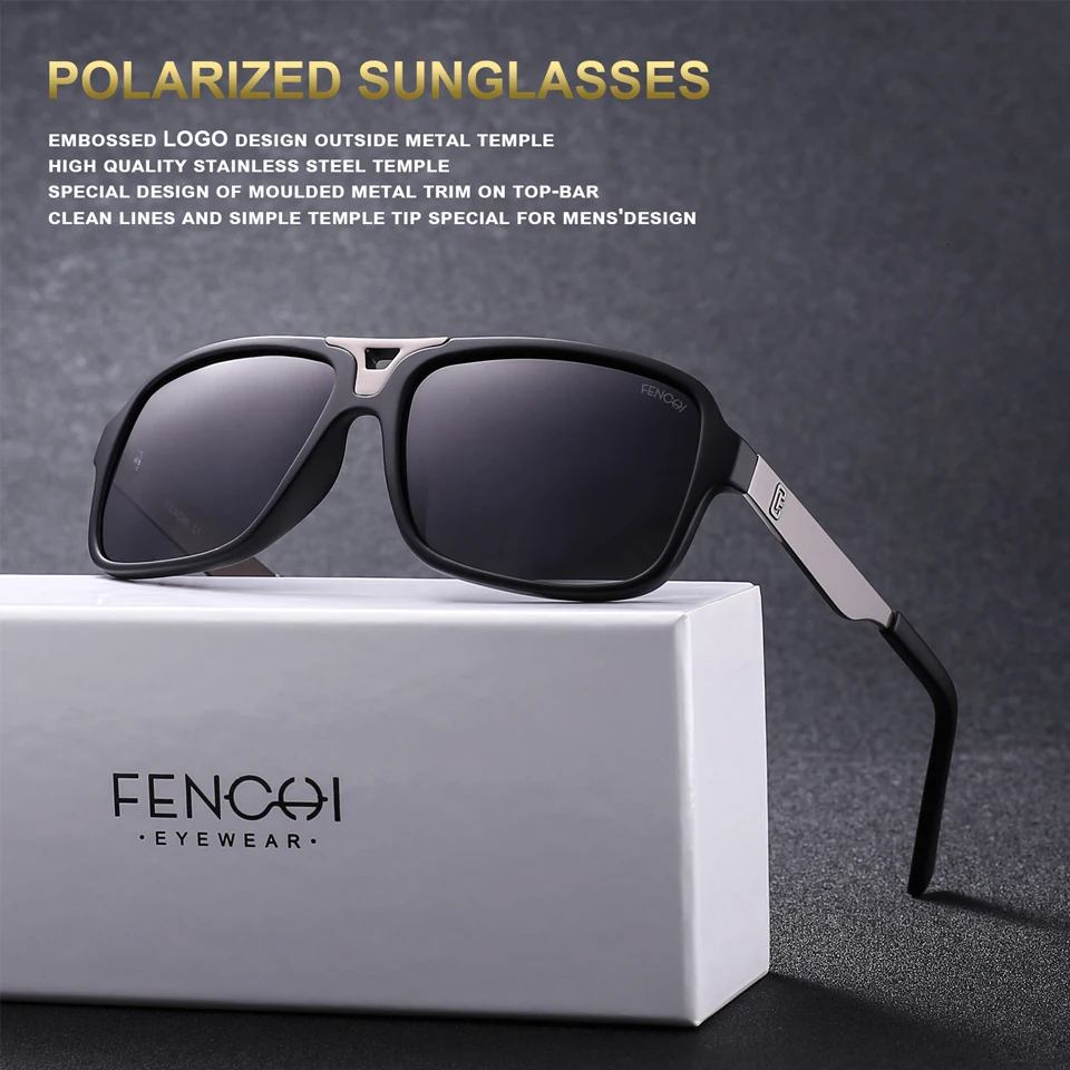 FENCHI дизайн солнцезащитные очки для женщин для мужчин поляризационные Квадратные ретро вождения Винтаж Мода Рыбалка
