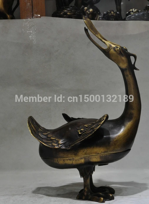 

xd 00112 16" Marked Chinese Dynasty Bronze Duck quacker Statue Incense Burner Censer Zun