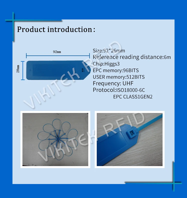 Разрешенный к использованию иностранным лицам 9662 UHF RFID ABS ярлык со стяжкой 860-960 MHZ Higgs3 915 м EPC c1g2 ISO18000-6C 20 штук 92*28*3,5 мм rfid