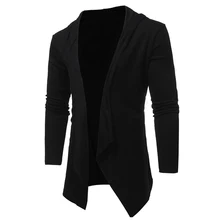 Корейский стиль Sllim Fit длинный мужской свитер пальто Homme Джемперы мужские вязаные свитера с капюшоном кардиган Джерси осень весна