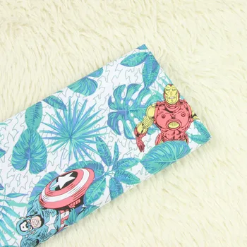 

half meter plain garment fabric with cartoon person leaves print, handmade DIY garment dress children cloth 100% cotton B286