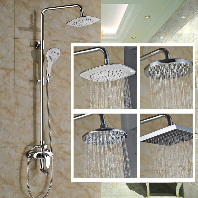 

4 Types Shower Head Bathroom Shower Mixer Taps Adjustable Faucet W/ ABS Handshower