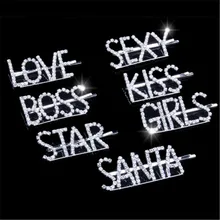 Европейский кристалл горный хрусталь заколка для волос женские аксессуары для волос буквенные формы Корейская заколка для волос держатель для девочек