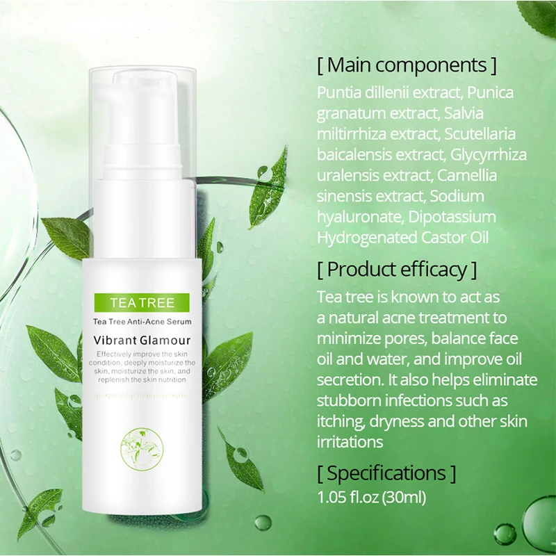 

VIBRANT Tea Tree Anti-Acne Serum Acne Scar Acne Treatment Acne To Print Anti-Wrinkle Essence Oil-Control Shrink Pores 65