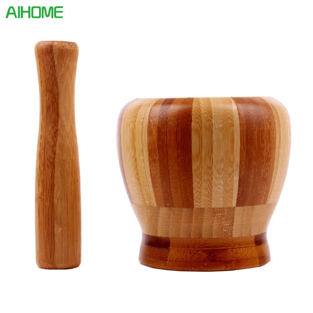 Buy Home Kitchen Hand Manual Wood Garlic Ginger Mortar And Pestle Grinding Bowl