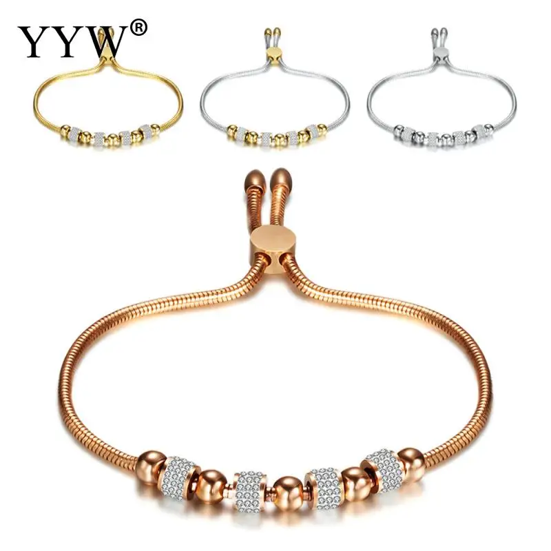 

New Hot Sale Sliding Adjustable Bracelet Making Chain bracelet Crystal beads Charm Bracelet Bangle For Women Wedding Jewelry
