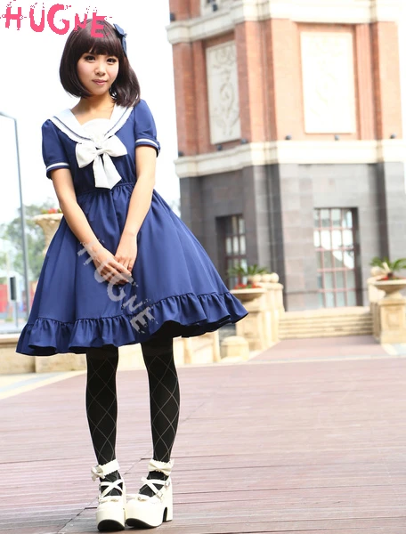 甘いロリータドレスで弓青セーラースタイル女の子asibutoペンタop日本夏ワンピースロリータドレス Lolita Dresses Aliexpress