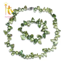 [NYMPH] Ювелирные наборы из жемчуга в стиле барокко, ожерелье и браслет из натурального пресноводного жемчуга, новые модные вечерние украшения для женщин и девочек [T214]