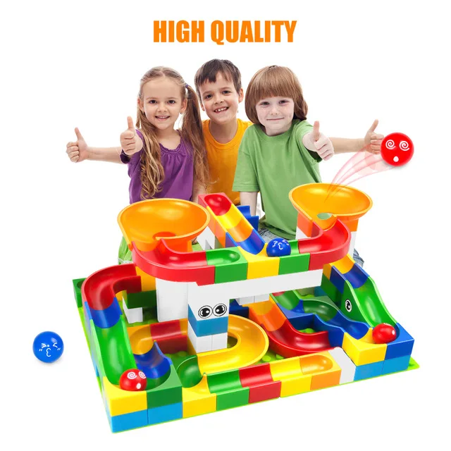 

108PCS Marble Race Run Maze Ball Track Building Blocks Plastic Funnel Slide Big Size Bricks Compatible With major Brand Duploe