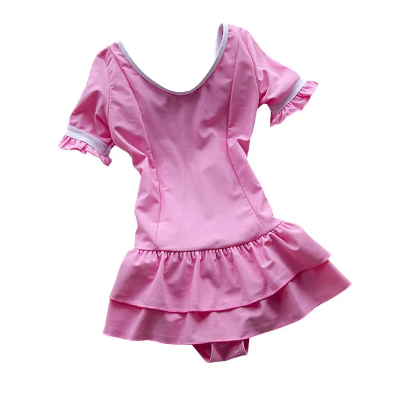 GI FOREVER Girl Skirted One Piece Suit Swimwear Children Short Sleeve