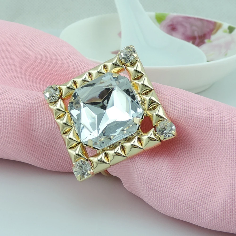 6 шт./лот SHSEJA особые Золотое кольцо рот ткань кольцо для салфеток квадратной решетки металлической окантовкой большие звезды Кристалл