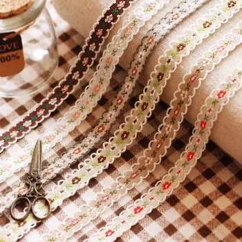18Colors 1cm Single Face Grosgrain Embroidered Lace Webbing Ribbon/Doll Cloth Decoration DIY Gift Craft Packing Hair Accessories