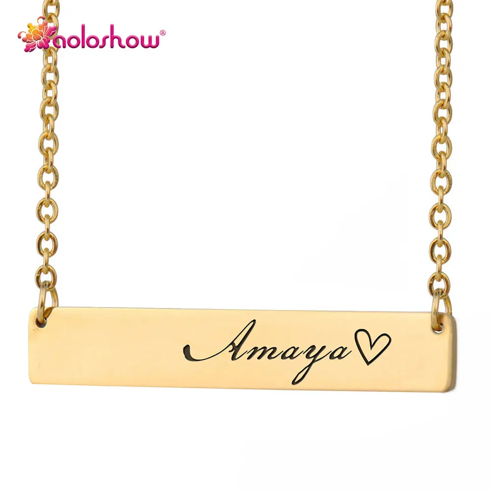 Personalized Name Engrave Blank Bar Necklace for Women