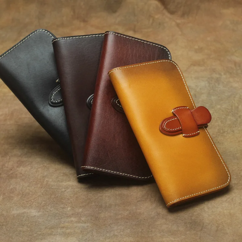 

2018 Real Time-limited Unisex Hasp Genuine Leather Wallet Male Personality Money Cloth Smoke Take Long Tanning Manually Handbag