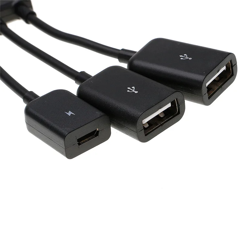 Фирменная Новинка и высокое качество черный микро-usb до 2-Порты и разъёмы USB 2,0 с 1-Порты и разъёмы микро-usb гнездо для зарядки OTG адаптер ABS около 19 см