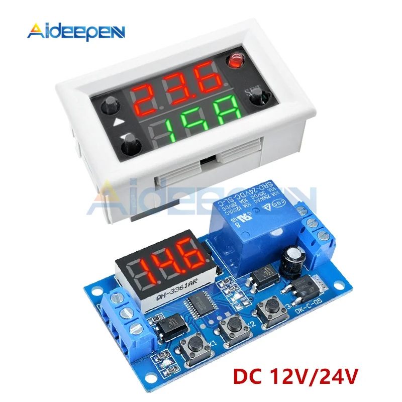 

DC 12V 24V 10A 20A Dual Display Time Relay Module Mini LED Digital Time Delay Relay Timing Delay Cycle Time Control Switch Home
