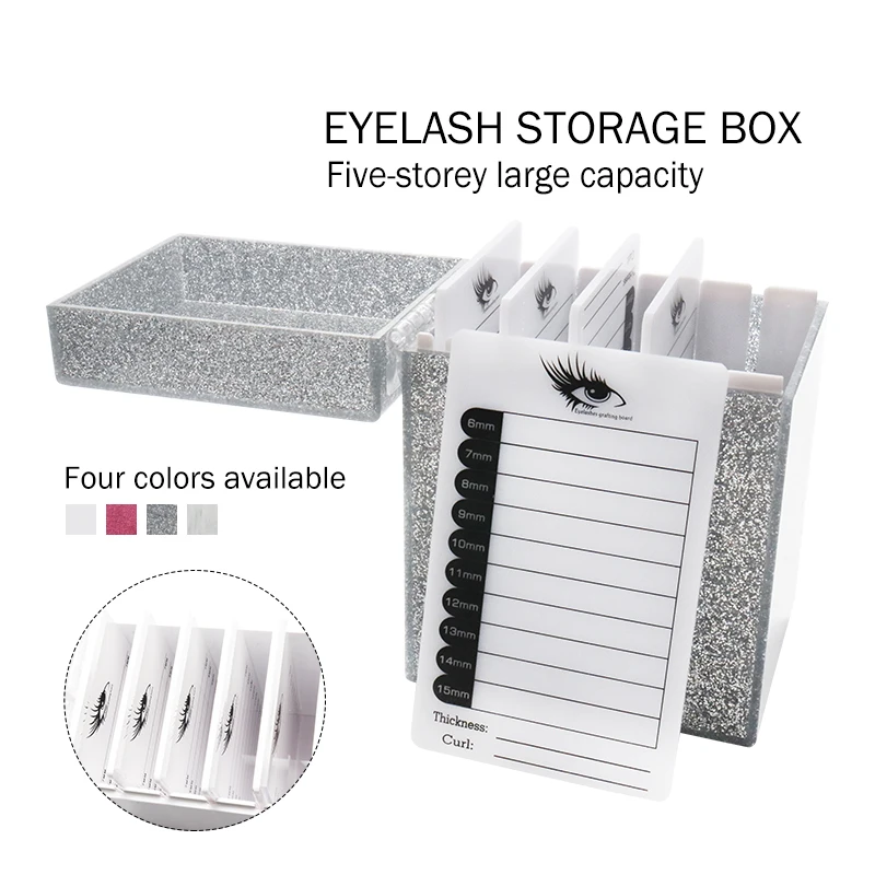 

4 colors 5 Layers Eyelash Storage Box Makeup Tool Display Stand Organizer Eyelashes Holder Case Grafting for Eyelashes Extension