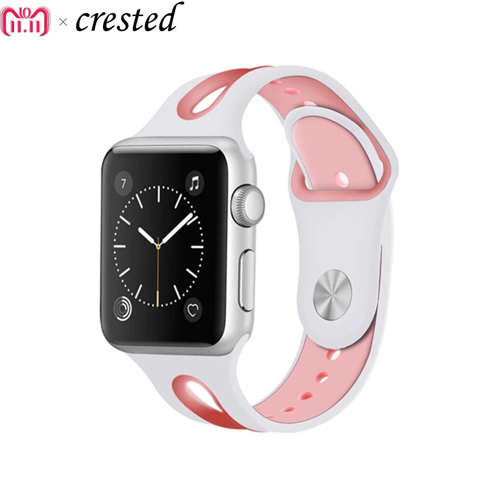 

CRESTED Natural silicone strap For Apple watch series 4 3 2 1 Iwatch band 42mm 38mm sport bracelet wrist belt Rubber watchband