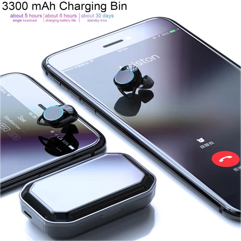 G02 TWS 5 0 Bluetooth наушники беспроводные IPX7 водонепроницаемые стерео 3300 мАч