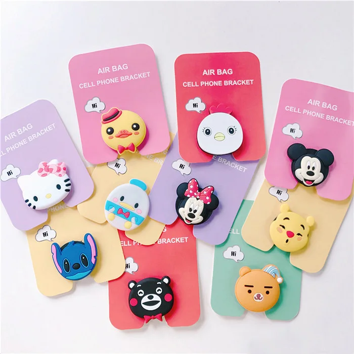 

Air bag cell phone bracket Cartoon Stitch Winnie Ryan mickey Phone air bag bracket Stand Finger Holder For iPhone Samsung