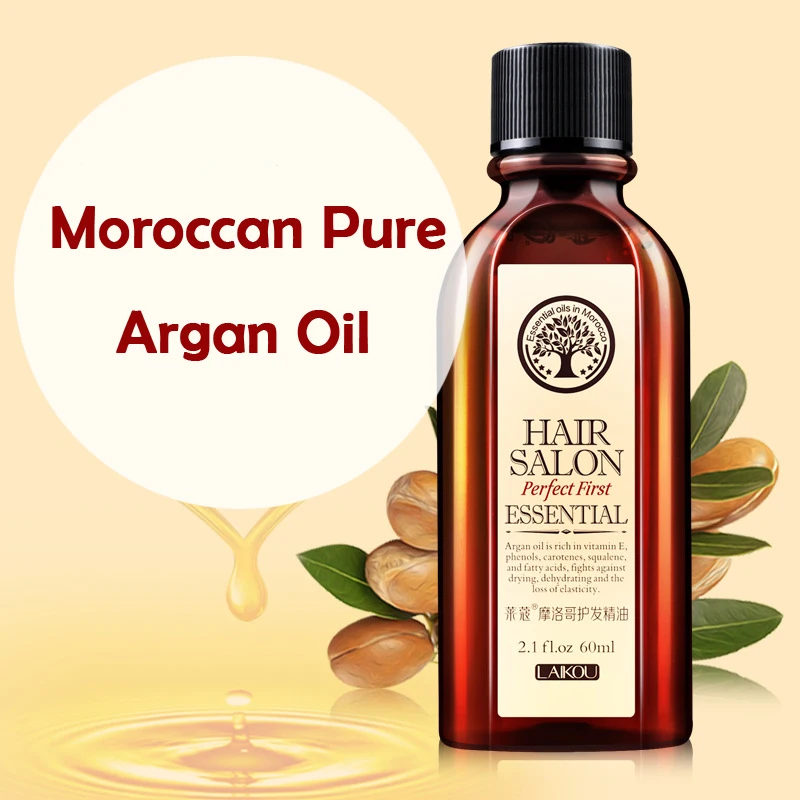 

Multi-functional Moroccan Pure Argan Oil for Hair Care Repair Dry Hair Soft Moisturizer Hair Essential Oil Free Wash 60ml