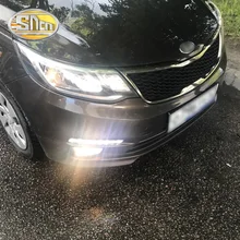 SNCN 2 PCS LED Daytime Corsa e Jogging Luce Per Kia Rio K2 2015 2016 Indicatori di Direzione Gialli Relè Impermeabile ABS 12 V DRL Decorazione Della Lampada Della Nebbia
