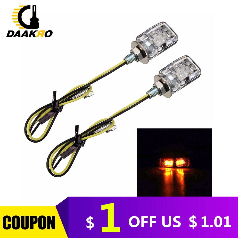 

2PCS 6 LED Motorcycle Mini Amber Turn Signal Lights Blinker Indicator Black 12V Daytime Running Light 5W Diy 2 Wire Connection