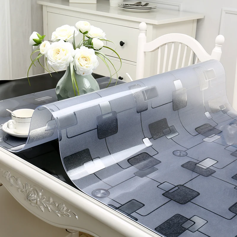 PVC Transparent Glass Dining Table Cloth Waterproof and Oilproof Tablecloth Home Protection and decoration Elegant Table cover PVC Transparent Glass Dining Table Cloth Waterproof and Oilproof Tablecloth Home Protection and decoration Elegant Table cover